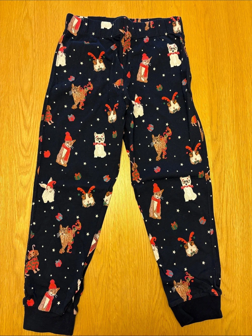 Kids Festive Navy Animal Print Pajama Set, size 7-8 years
